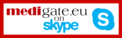 Auf Skype finden Sie uns unter "medigate.eu"! Gerne beantworten wir in einem unverbindlichen Chat Ihre Fragen. Auf Skype finden Sie uns unter "medigate.eu"! Gerne beantworten wir in einem unverbindlichen Chat Ihre Fragen.
